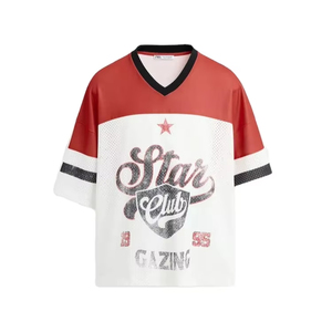 เสื้อกีฬาทีมฟุตบอลสไตล์สตรีทย้อนยุคเสื้อเจอร์ซีย์เล่นฟุตบอลสไตล์อเมริกันวินเทจโอเวอร์ไซส์ผ้าเจอร์ซีย์กันแดดซีดจางสำหรับผู้ชาย - Product Image 1