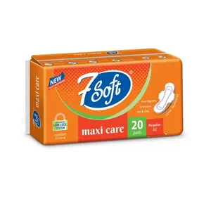 7 Soft Maxi Care L Size Almohadilla sanitaria con 20 piezas para niña Servilletas sanitarias para suministro mundial de proveedor indio