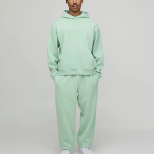 Men's Lightweight Breathable 100% Cotton Fabric Custom Logo Printed Oversized Tracksuits Solid Winter Wholesale Sets - Product Image 3