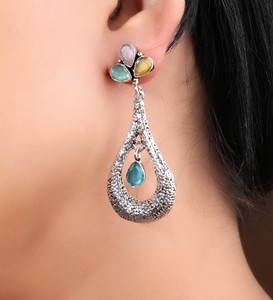 Oxidized Silver Earrings Women Fashion Gift for her - Product Image 1