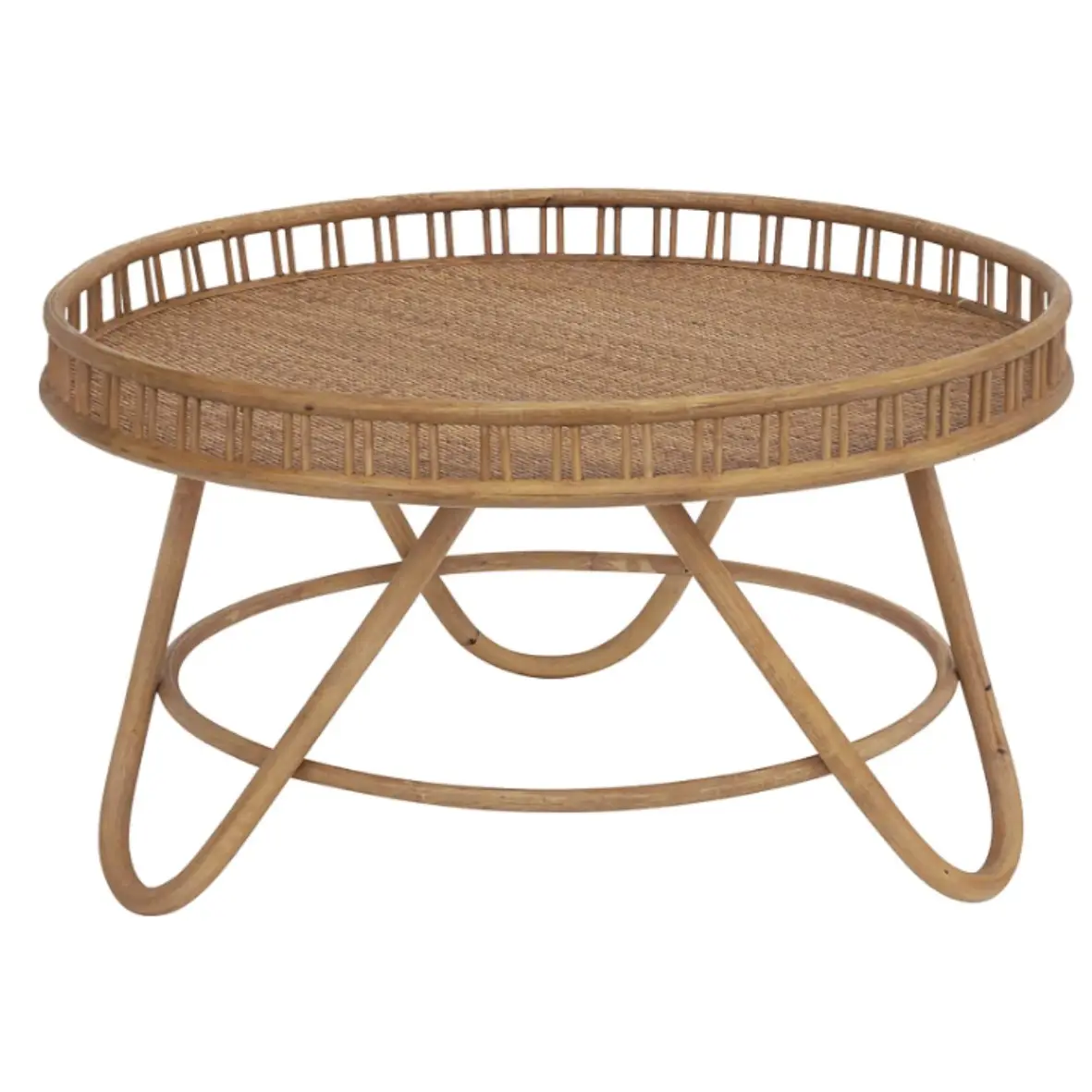 New Arrival Modern Center Table Handcrafted Rattan Rounded Coffee Table With Bamboo Base For Home/Office Decorative Furniture
