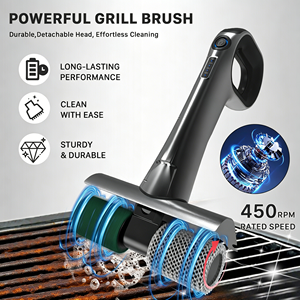 Cepillo Eléctrico Automático de Alta Potencia para Limpieza de Parrillas, con <span class=keywords><strong>Malla</strong></span> de Acero Inoxidable y 3 Cabezales Intercambiables - Product Image 5