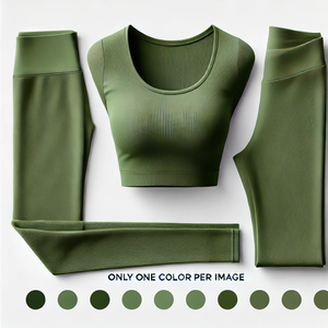 Conjunto de Yoga de 2 Piezas a Cuadros para Mujer, Talla Grande, Sin Costuras, Nuevo, Otoño, Levanta Glúteos, Pantalones Cortos Deportivos, Leggings de Gimnasio, Cintura Alta - Product Image 4