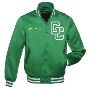Veste de baseball en satin de ville, personnalisable, vente en gros disponible, devant droit, légère, brillante, écologique, pour hommes - Product Image 1