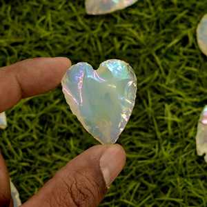 Natural Opalite Crescent Moon Star Heart Arrow Carving <b>Crystal</b> Healing Aura <b>Coating</b> Metaphysical Jewelry Pendant Charms Loose - Product Image 3