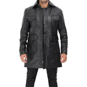 Manteau en cuir classique pour homme, réversible, avec détails boutonnés, coupe élégante pour l'hiver, décontracté et adapté au bureau - Product Image 4