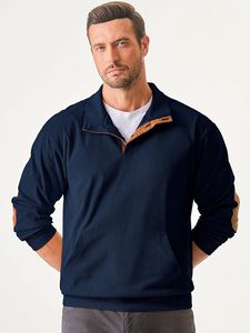 Sweat-shirt en velours côtelé décontracté à manches longues pour homme avec poches à col montant et boutons-Motif solide délavé pour l'automne - Product Image 6