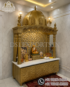 Templo Sikh de Madera de Teca Hecho a Mano y Personalizable, con Acabado Dorado Premium y Tradicional, para Sala de Pooja, Mandir de Gran Tamaño con Domo - Product Image 2