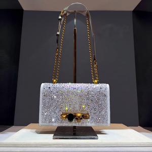 Borsa Clutch con Strass, Borsetta da Sera con Diamanti, Borsa a <span class=keywords><strong>Tracolla</strong></span> con Teschio, Catena alla Moda, <span class=keywords><strong>Piccola</strong></span> Borsa Quadrata a <span class=keywords><strong>Tracolla</strong></span> - Product Image 5