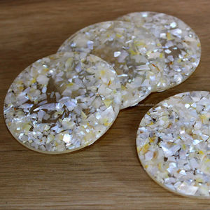 Ocean Inspired Mother of Pearl <b>Coasters</b> || Square Shell Inlay Design for Luxurious Home Decor Premium <b>Drink</b> <b>Coaster</b> Collection | - Product Image 1