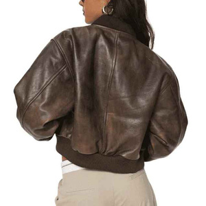 Veste courte en cuir véritable respirant vintage à design personnalisé, effet vieilli, fermeture éclair sur le devant, pour femmes, veste pour hommes 2026 - Product Image 3