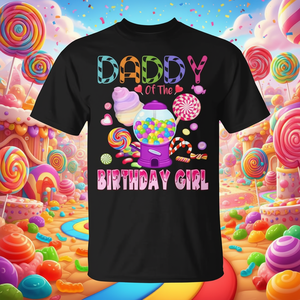 Maglietta di Compleanno Candyland per Papà, Design Personalizzabile, Regalo Promozionale per la Giornata Speciale - Product Image 3