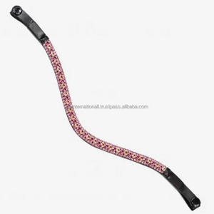 2020 dernière arrivée équipement de cheval 3 rangées de cristaux roses chaîne en métal forme de vague en cuir cheval bande de front en plein Cob surdimensionné - Product Image 2