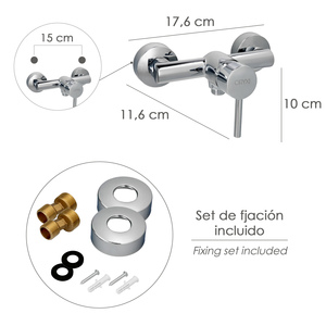 Miscelatore doccia monocomando "Dresde Flow" con interruttore centrale, tubo flessibile e maniglia con cartuccia in ceramica da 35 mm. - Product Image 3