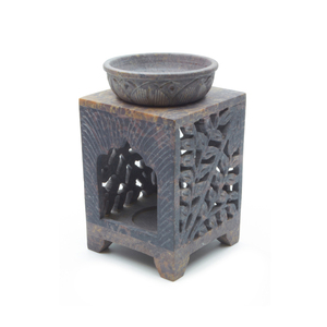 Diffuseur d'arôme sculpté à la main en stéatite naturelle ronde gravée brûleur à mazout artistique pour la décoration de la maison atmosphère relaxante - Product Image 4
