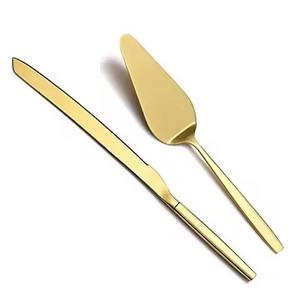 Juego de servidor de pastel de acero inoxidable para bodas Cuchillo de pastel de plata y mango de mármol de servidor - Product Image 3