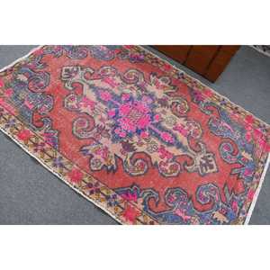 Turkish Area Rug, 4.3x6.6 ft Vintage Rug, <b>Red</b> <b>Wool</b> Rug - Product Image 4