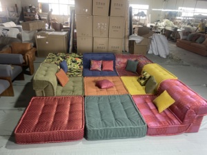 Disen家具カスタマイズ可能なフロアマルチカラーファブリックセクショナルソファリビングルームcanape roche bobois divano mah jong sofa