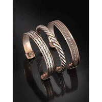 Bracelet en cuivre pur à 100 %, écologique, vintage, plaqué cuivre antique, pour femmes et hommes, avec cristaux/strass, pour soulager l'arthrite