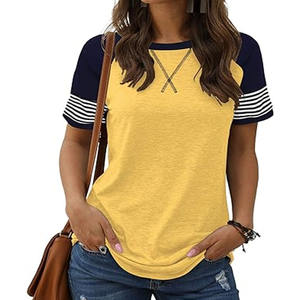 Ventes en gros été BasicWomen été chemises décontractées à manches courtes hauts rayés-femmes col rond t-shirt chemisiers logo personnalisé - Product Image 5