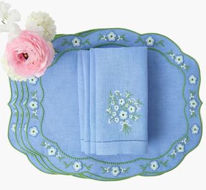 Set de table en lin brodé floral pour une présentation élégante de la table à manger à la maison, décoration réutilisable, lavable, fait main, de qualité supérieure - Product Image 6