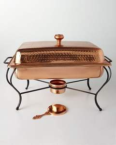 Lot de 3 chauffe-plats en cuivre pur avec couvercle résistant à la chaleur, idéal pour les services de buffet de traiteur professionnel - Product Image 3