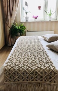 Camino de Cama Decorativo de Macramé Bohemio Chic, Tejido a Mano con Algodón, con Borlas de Macramé, para Decoración de Dormitorio - Product Image 5