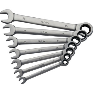 Juego de Llaves de Trinquete de Boca Abierta de 7 Piezas, Marca NOW, de 8-19 mm, Juego de Herramientas Rectas - Product Image 1