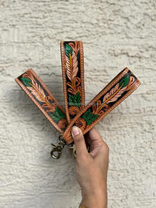 Nueva Llegada Mano Tooled Cuero Muñequera Llaveros En Relieve Estampado Floral Cuero Llaveros Tooled Accesorios de cuero Correas para llaves - Product Image 4