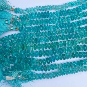 Cuentas de rondelle lisas de apatita azul Natural de 6mm, cuentas de cristal sueltas para fabricación de joyería fina, tienda de precios al por mayor en línea - Product Image 2