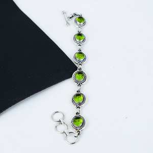 Pulsera de Peridoto Hecha a Mano, Plata de Ley 925, Pulsera de 8 Pulgadas, Joyería de Peridoto Natural para Mujer - Product Image 6