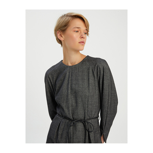 Vestido Midi Informal con Cinturón, Mezcla de Viscosa, Transpirable y Ecológico - Product Image 4