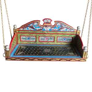 Silla Columpio Tradicional de Madera, Muebles Cómodos para Exteriores, para Jardín o Sala de Estar, Diseño Pintado - Product Image 6