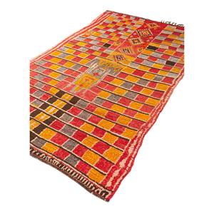 พรมขนสัตว์ขนาดใหญ่ Nayaab Classic รุ่น 9x12 รูปทรงสี่เหลี่ยมผืนผ้า ลายเรขาคณิต สีแดงส้ม ทอแบบเรียบ สำหรับทางเข้าบ้าน ห้องนอน-Paem-1067 - Product Image 2