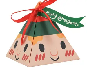 TH CB-124 American Latest Triangle Shape Design Christmas Santa Snowman Cookies Candy Gift Box