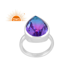 Nouvellement conception Fine Sterling Silver Natural Bio Tourmaline Doublet Quartz Gemstone Bague empilable Fabricant de bijoux - Product Image 1