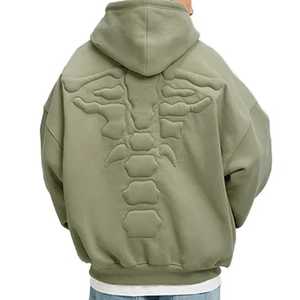 2024 High Quality Custom 100% Cotton <b>Hoodie</b> Bone Logo 3D Printed Thick Shoulder Winter Commercial Street Style for <b>Men</b> - Product Image 6