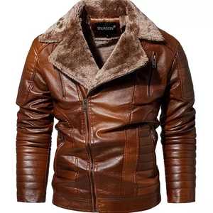 Blouson en cuir Pu homme avec fermeture éclair et col intégral, à la mode, nouvelle collection 2022 - Product Image 6