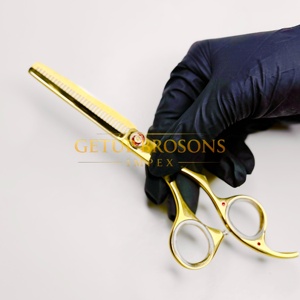 Tijeras de peluquería de acero inoxidable de 11.5 pulgadas, color KASH, para cortar el cabello, tijeras planas para flequillo y entresacar, 6H Negro 3H - Product Image 1