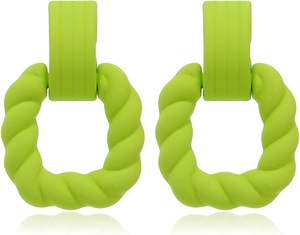 Aro de resina verde chapado en oro, joyería Premium de diseñador acrílico colorido para fiesta, regalo de moda minimalista para mujeres y niñas - Product Image 2