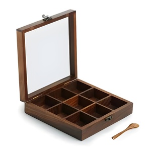 Boîte à épices pliable 8x8x2 du fabricant indien Design fonctionnel en bois - Product Image 1