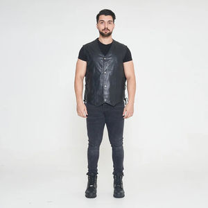 Gilet de motard en cuir de vachette pour hommes, meilleure qualité, à prix raisonnables, nouveau gilet en cuir de vélo dernier cri pour hommes et adultes - Product Image 2