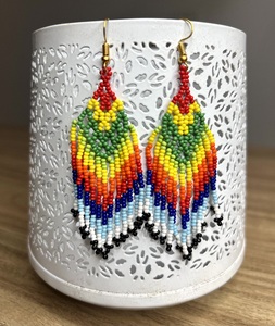 ต่างหูลูกปัดถักโครเชต์แฟชั่นชั้นสูงเครื่องประดับเทียมหลากสีสำหรับผู้หญิงต่างหูห่วง - Product Image 5