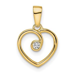 Sólido 10K Amarillo Blanco oro hueco corazón colgante 0.10ct laboratorio cultivado diamante IGI certificado mujer/Unisex encanto collar - Product Image 2