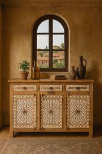 Aparador Rústico Hecho a Mano con Cajones de Almacenamiento y Tres Puertas para Sala de Estar en Estilo Natural - Product Image 5