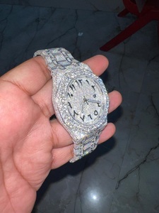 Montre mécanique de luxe pour homme, boîtier rectangulaire en acier inoxydable, sertie de diamants moissanite brillants, mouvement ETA, étanche 10 m, jour/date - Product Image 3