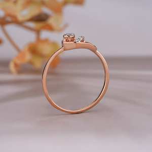 Anillo de moissanita de oro sólido de 14K hecho a mano, diseño en forma de pera con punta Vintage para bodas, joyería de oro Natural de 14K - Product Image 3