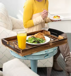 Plateau de service en bois durable et écologique avec finition naturelle Idéal pour servir des collations par l'artisanat en croissant - Product Image 3