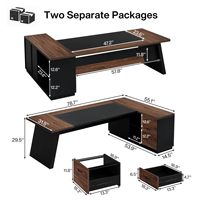Escritorio Ejecutivo en Forma de L OEM, Escritorio de Oficina Grande con Cajones, Archivador, Muebles Modernos para Oficina en Casa, Color Nogal Negro