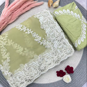 Chifón Color verde Elegante ropa de boda Saree último exclusivo inspirado en Bollywood Festival indio fiesta nupcial Ropa Étnica mujeres - Product Image 1